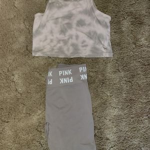 PINK Leggings and crop Tank set